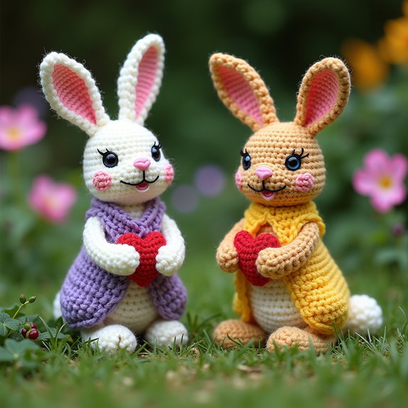 adorable crochet rabbit sculptures