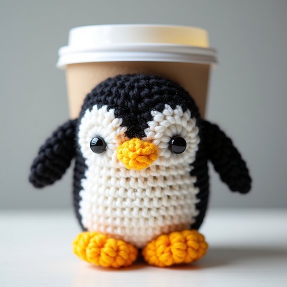 adorable penguin coffee sleeve