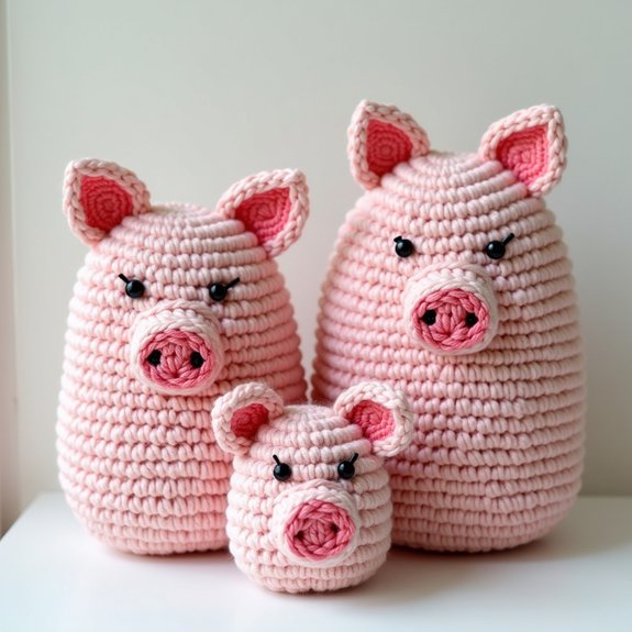 adorable pig themed crochet bags