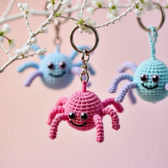 adorable spider themed keychains