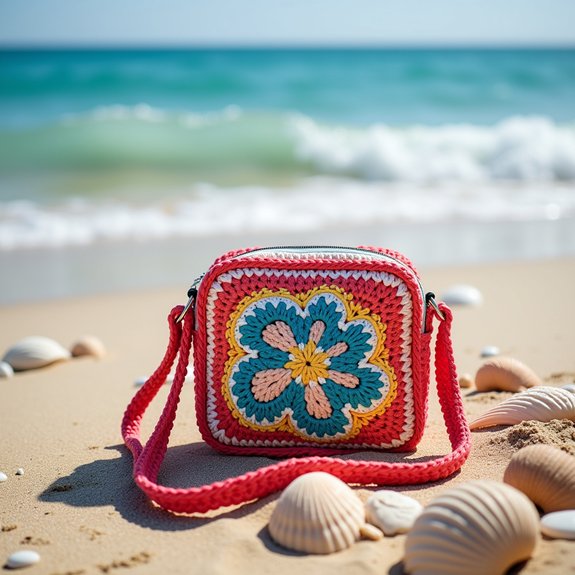 beachy handmade crochet bag