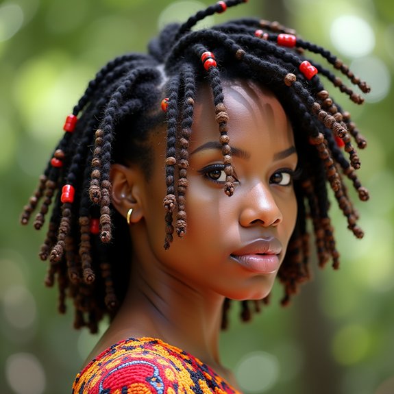 beaded faux locs hairstyle
