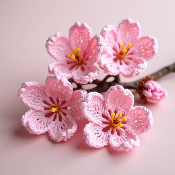 blossoming pink cherry trees