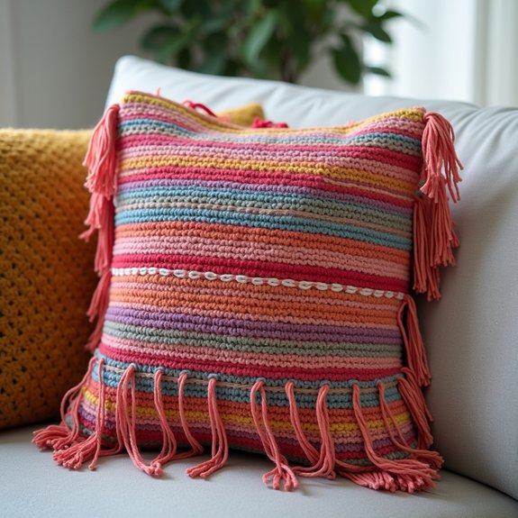 bohemian style fringe pillow cover