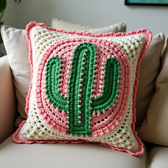 cactus themed decorative pillow