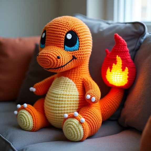 charmander themed decorative pillow