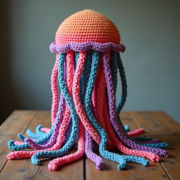 colorful crochet jellyfish centerpiece