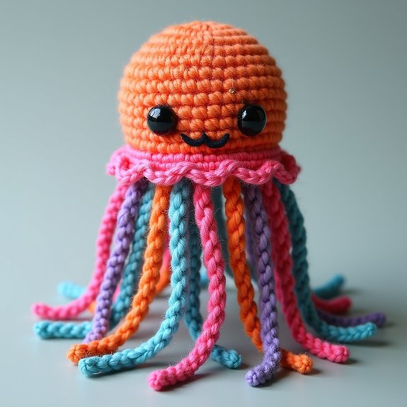 colorful crochet jellyfish charm