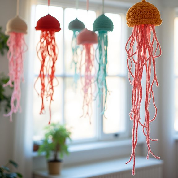 colorful crochet jellyfish decoration