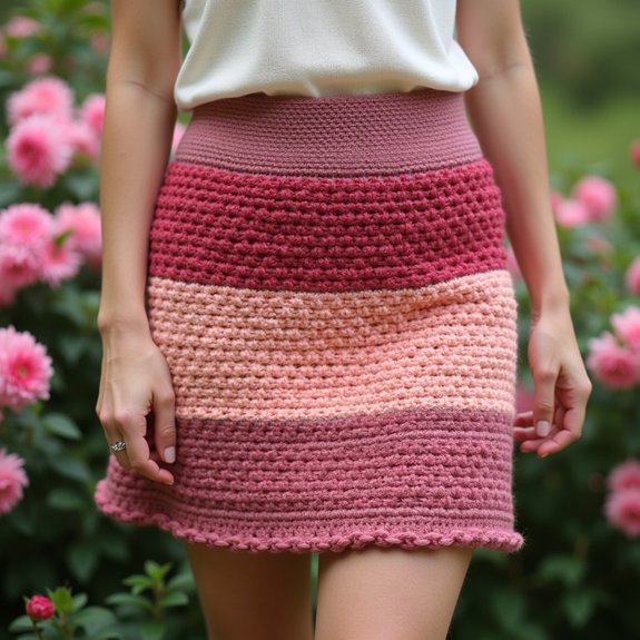 colorful crochet mini skirt