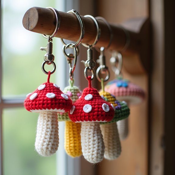 colorful crochet mushroom accessory