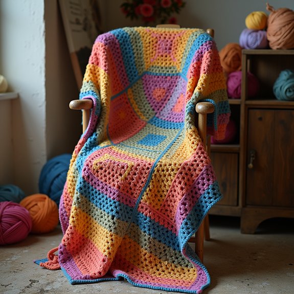 colorful crochet square sweater
