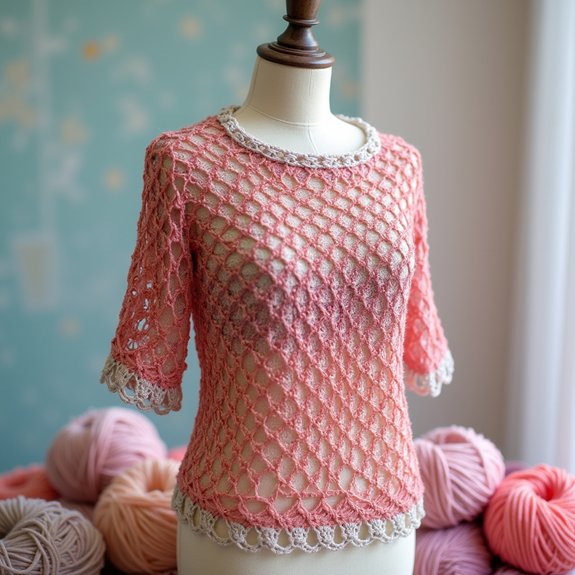 colorful crocheted mesh sweater