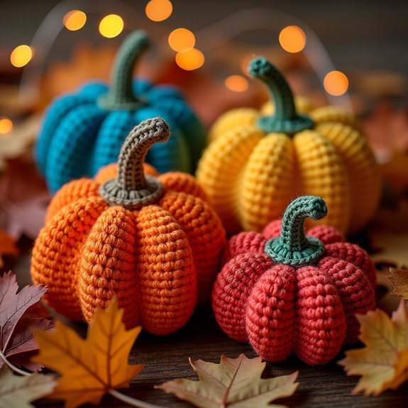 colorful crocheted pumpkin decoration