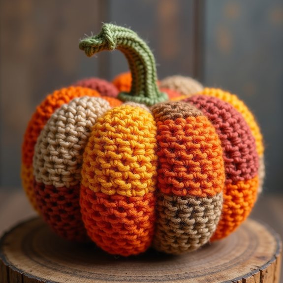 colorful crocheted pumpkin decoration
