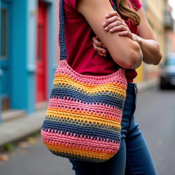colorful crocheted shoulder bag