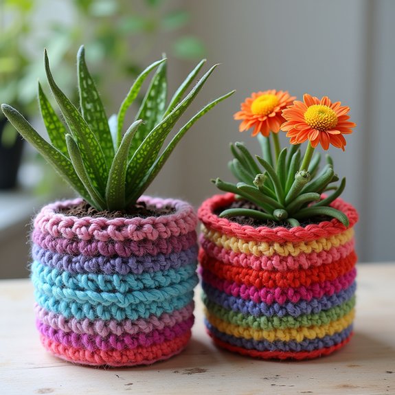 colorful decorative plant holders