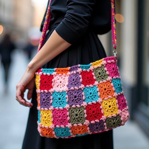 colorful handcrafted crochet bag