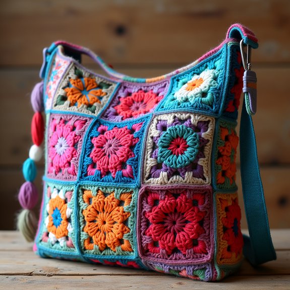 colorful handmade crochet bag
