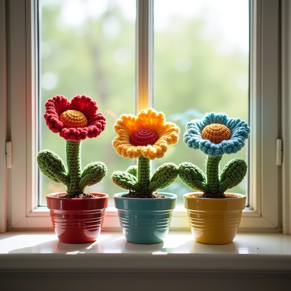 colorful handmade crochet blooms