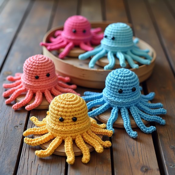 colorful handmade crochet coasters