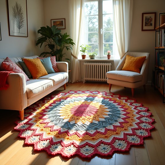 colorful handmade crochet rugs