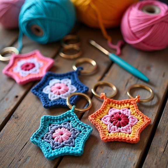 colorful hexagon shaped keychain