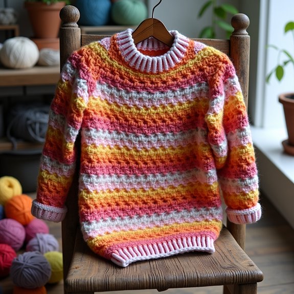 colorful knitted striped sweater