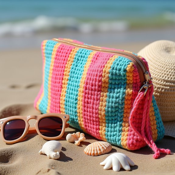 colorful striped beach bag