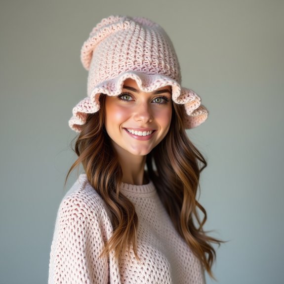 comfortable ruffled winter hat