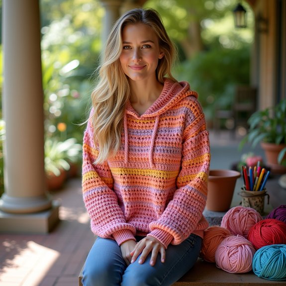 cozy hooded crochet sweatshirt