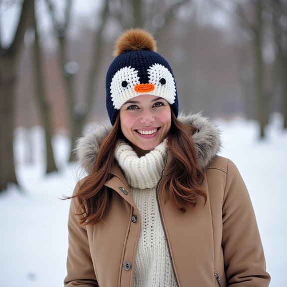cozy penguin themed ear warmers