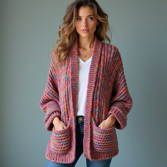 cozy poncho featuring pockets