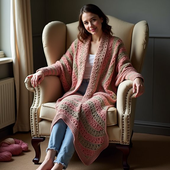 cozy shawl featuring pockets