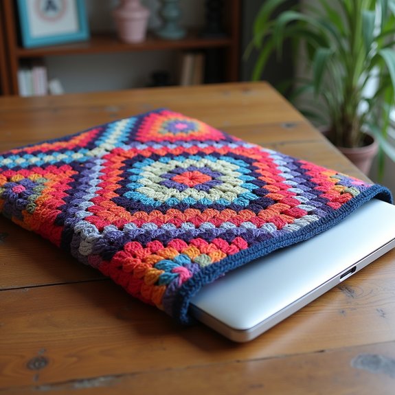crochet case with geometric pattern