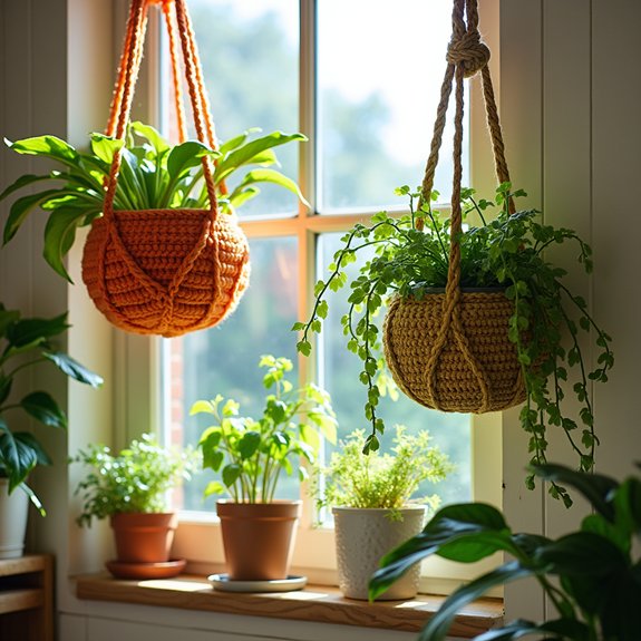 crochet decorative plant holders
