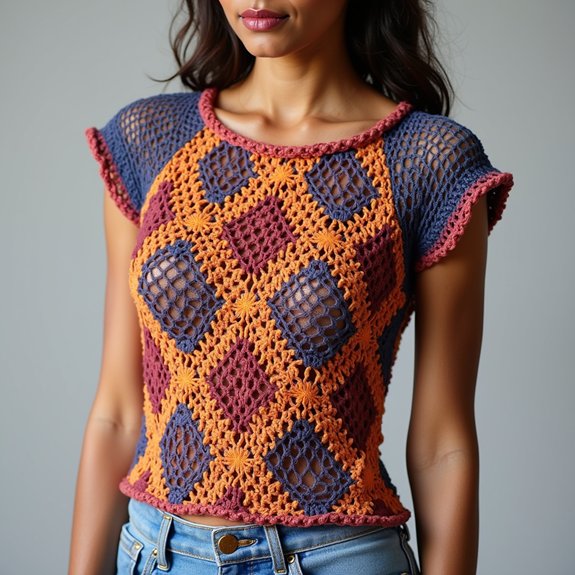 crochet geometric mesh design