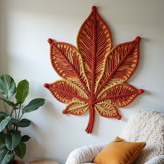 crochet leaf decor project