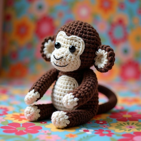 crochet monkey shaped phone holder