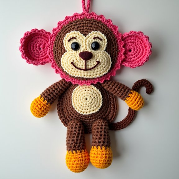 crochet monkey wall decor