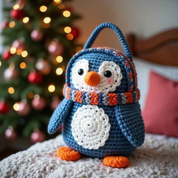 crochet penguin themed bag project