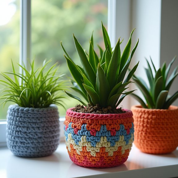 crochet plant pot cover