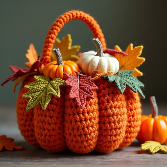 crochet pumpkin shaped basket craft