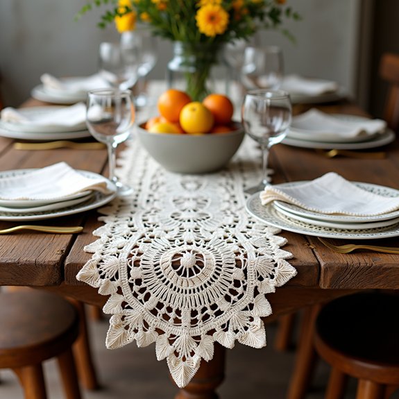 crochet table runner set