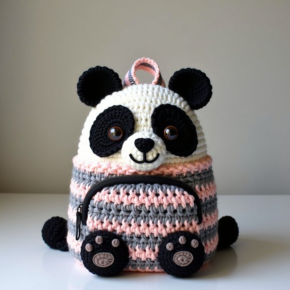 cute crochet panda backpack