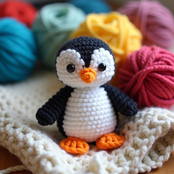 cute crochet penguin bookmark