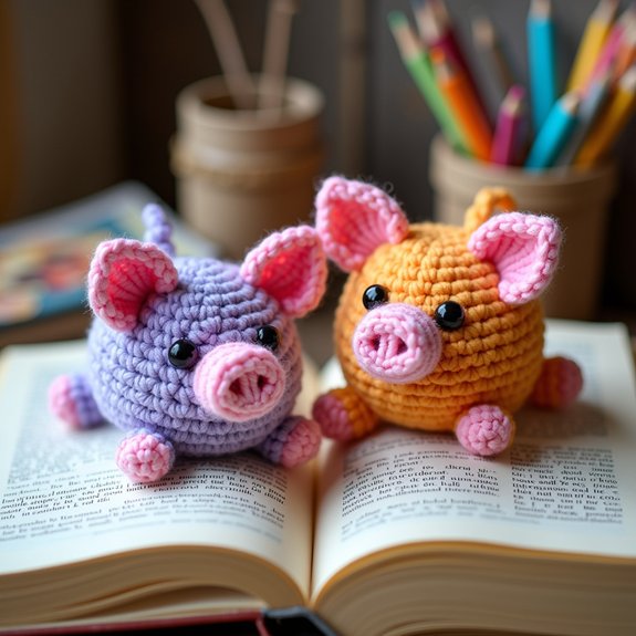 cute crochet pig bookmarks