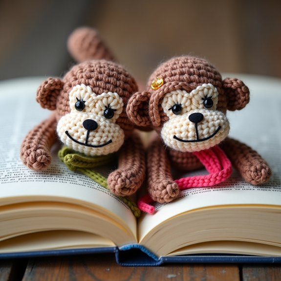 cute monkey crochet bookmark