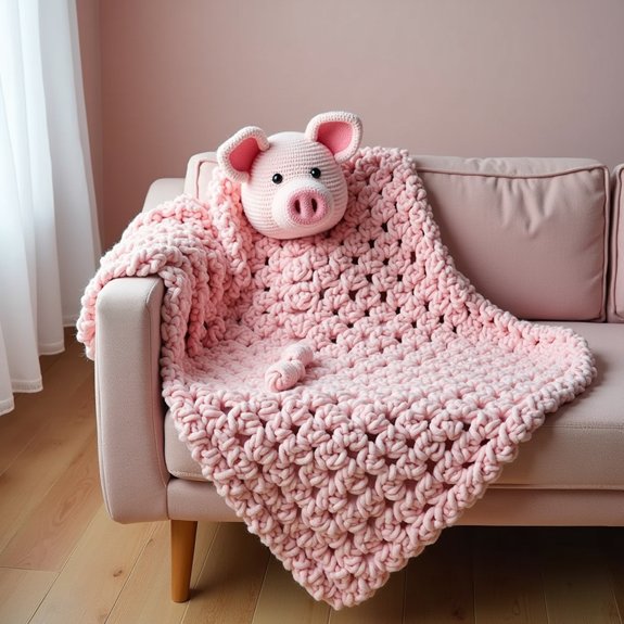 cute pig crochet blankets