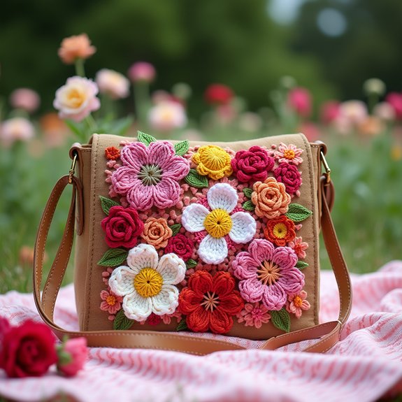 decorative crochet floral bag